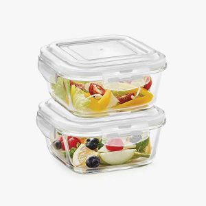 BOROSIL Set Of 2 Klip N Store ( Square ) -320 Ml