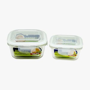 BOROSIL Set Of 2 Microwavable Klip N Store Square - 320 Ml & 520 Ml