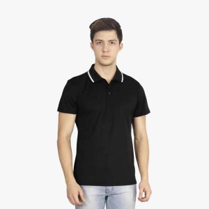 ADIDAS Collared T-Shirt Dry Fit Black White 100% Polyster