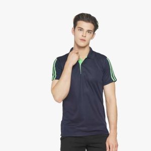 ADIDAS Collared T-Shirt Dry Fit Cool Navy 100% Polyster