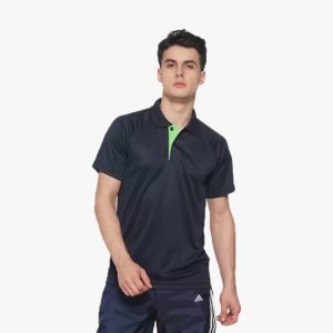 ADIDAS Collared T-Shirt Dry Fit Navy Green 100% Polyster