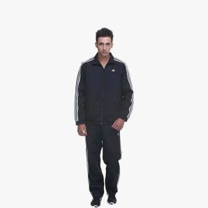 ADIDAS Collared Tracksuit Black White 100% Polyster